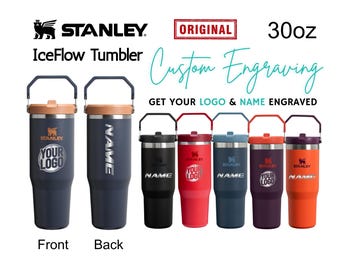 Botella de acero inoxidable Stanley Ice Flow Flip Straw de 30 oz personalizada, vaso de viaje grabado con láser, ideal para el gimnasio.
