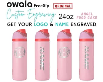 24oz Angel Food Cake Owala FreeSip | Engraved Sports Bottle with Straw and Lid Cheer Team Gift Custom Drink Bottle Personalized Name Tumbler