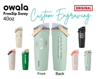 40 oz Owala FreeSip Sway-waterfles, gepersonaliseerde roestvrijstalen fles met tweezijdige tuit | Lasergegraveerde fles met ingebouwd rietje.