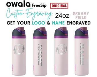 24oz Dreamy Field Personalized Owala Water Bottle Stainless Steel FreeSip | Genuine Owala with Laser Engraving Included Engraved FreeSip.