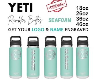 Yeti Seafoam Color Rambler Bottle | Laser Engraved Yeti Name Bottle, Yeti Logo Bottle, Valentine Gift, Engraving Forge