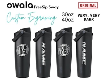 30,40 oz Owala zeer donkere kleur freesip slingerwaterfles. Lasergegraveerde Owala-fles met handvat, aangepaste fles met naam en logo