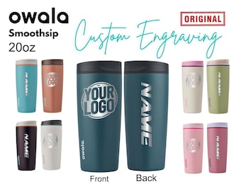 Vaso térmico Owala Smooth Sip de 20 oz / Vaso térmico personalizado de acero inoxidable para café / Taza con tapa grabada con láser, Engraving Forge