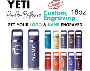 Gepersonaliseerde YETI Rambler waterflessen 2.0 van 530 ml met gravure, YETI Rambler waterfles: lasergegraveerd. Geproduceerd door Cooperates Bottles.