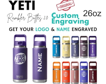 Gepersonaliseerde YETI 26oz Rambler waterflessen 2.0 origineel met gravure, YETI Rambler waterfles: lasergegraveerd. Cooperates flessen.