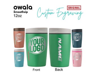 12oz Owala SmoothSip Slider Insulated Stainless Steel Coffee Tumbler | Personalized Reusable Iced Coffee Cup, Hot Coffee Travel Mug, BPAfree