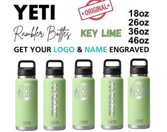 Yeti Key Lime Color Rambler Bottle | Laser Engraved Yeti Name Bottle, Yeti Logo Bottle, Valentine Gift, Engraving Forge