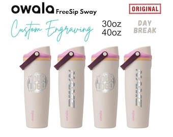 30 oz / 40 oz Owala Daybreak Color Freesip Sway Waterflessen, lasergegraveerde Owala, fles Owala-naam, fles Owala-logo, gravure Forge