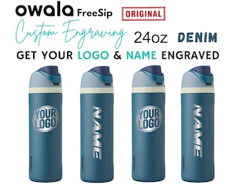 24 Unzen personalisierte Denim benutzerdefinierte Owala Wasserflasche - Edelstahl FreeSip | Team Geschenk Individuelle Trinkflasche Personalisierte Pine Tree Tumbler