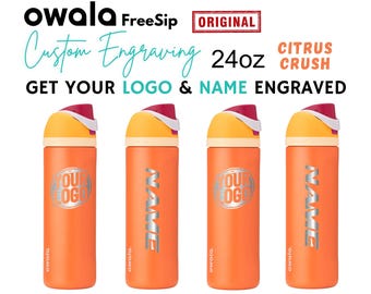 Personalized Owala 24oz Citrus Crush Custom Engraved Water Bottle Stainless Steel FreeSip | Genuine Owala with Laser Engraving Included.