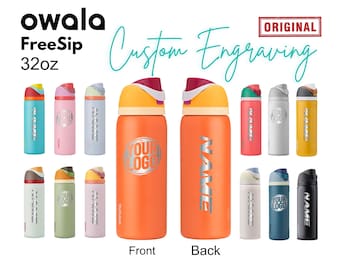 Owala FreeSip 32oz geïsoleerde waterflessen | Lasergegraveerde BPA-vrije fles | Gepersonaliseerde roestvrijstalen fles, valentijnscadeau.