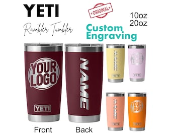 Copo térmico YETI Rambler personalizado de 591 ml (20 oz), com gravação a laser do seu logotipo, ideal para brindes corporativos, com revestimento em pó, disponível em grandes quantidades. Presente personalizado Yeti para ele ou para ela.