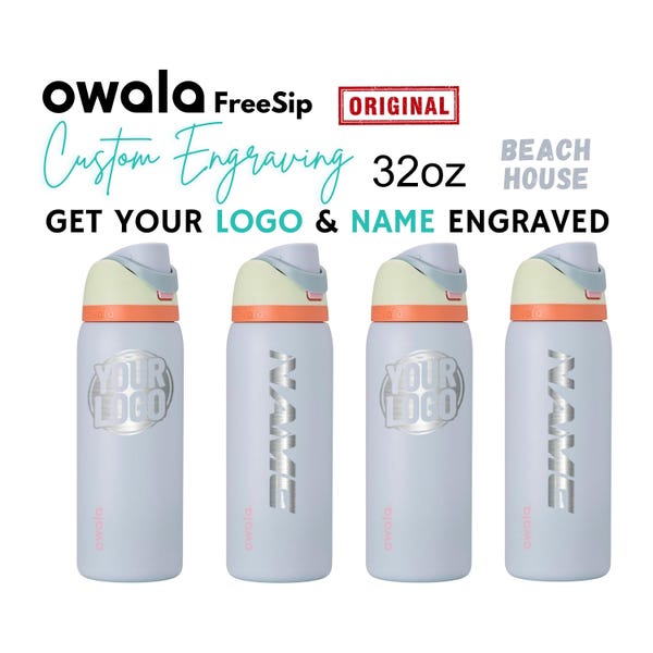Personalisierte 32 Unzen Owala Flaschen Strandhaus | Laser gravierte BPA-Freie Owala | Personalisierte Edelstahlflasche, Valentinstag Geschenk.