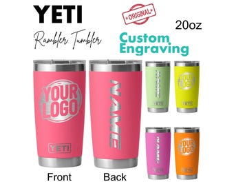 YETI 20oz Rambler Tumbler | Personalized Stainless Steel Tumbler, Laser Engraved Custom Cup for Coffee & Juice, Reusable Bottle.
