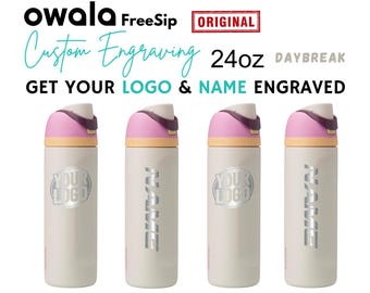 Botella de agua Owala personalizada DayBreak de 24 oz, acero inoxidable, FreeSip / Owala original con grabado láser incluido. Botella FreeSip grabada.