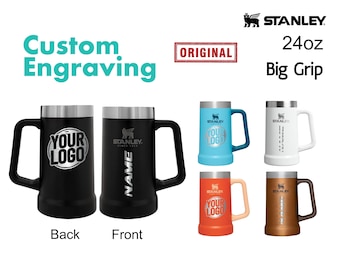 Caneca de cerveja Stanley Big Grip de 710ml | Copo térmico personalizado e resistente com alça | Caneca de aço inoxidável isolada com gravação a laser, presente ideal para o Dia dos Namorados