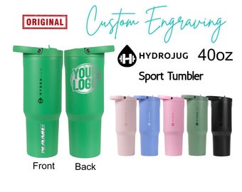 Custom Tumbler 40oz Hydro Jug Sport | Laser Engraved Stainless Steel Tumbler | Leakproof Tumbler Rubber Base, Valentine, Gym, School.