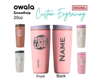 20oz Owala SmoothSip Slider Tumbler, Personalized Owala, Custom Text Logo, Laser Engraved Tumbler, Insulated Travel Mug, Gift For Him Or Her