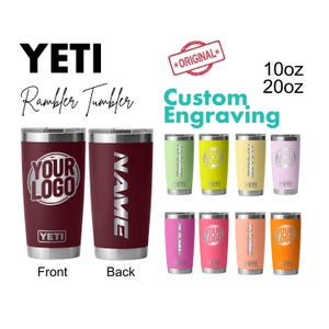 YETI personalizado de 20 oz grabado, agregue su logotipo YETI grabado con láser, obsequio corporativo, recubierto de polvo, vasos a granel, obsequio Yeti personalizado para él o ella