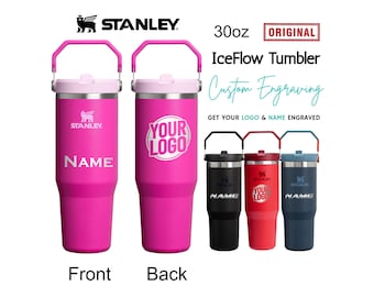 30oz Stanley IceFlow Flip Straw | Stainless Steel Tumbler | Laser Engraved Travel Cup | Personalized Gift for Friend, best for Gym