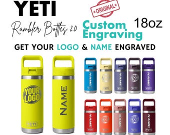 Gepersonaliseerde gegraveerde YETI waterfles, voeg je logo toe, YETI, lasergegraveerde YETI, cadeau, YETI waterfles 18oz, 26oz, 36oz, 46oz en 64oz