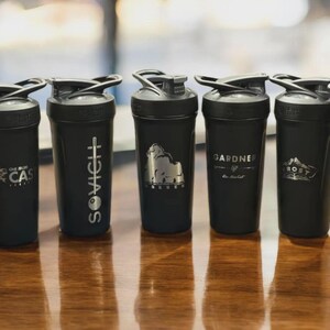 Engrave ANYTHING On Blender Bottle Strada Protein Shaker Cup 24oz Custom Text Name Laser Engraved Logo Personalized Customized Gym Gift