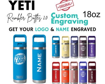 18oz YETI Rambler 2.0-waterflessen | Gepersonaliseerd roestvrij staal met bijpassende rietjesdop | Lasergegraveerde fles, BPA-vrij|Beste cadeau
