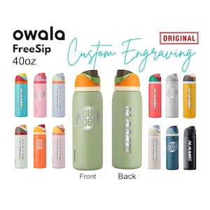 Owala 40oz FreeSip Insulated Water Bottles | Personalized Stainless Steel Bottle with Straw | Laser Engraved Custom, Chistmas Gift: Forge.