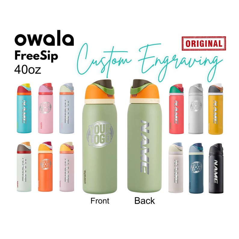 Owala 40oz FreeSip Insulated Water Bottles | Personalized Stainless Steel Bottle with Straw | Laser Engraved Custom, Chistmas Gift: Forge.