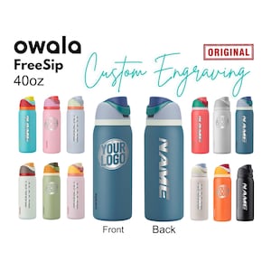 Gepersonaliseerde Owala 40oz FreeSip geïsoleerde waterflessen | Roestvrijstalen fles met rietje | Lasergegraveerde aangepaste fles voor school.