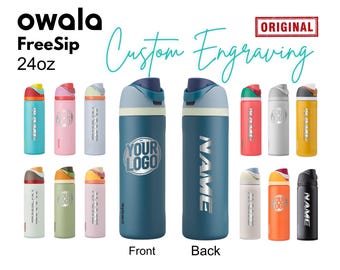 24oz Owala FreeSip vattenflaskor lasergraverade | Personlig autentisk flaska, namn Owala-flaska, bäst för studenter, alla hjärtans dag-present.