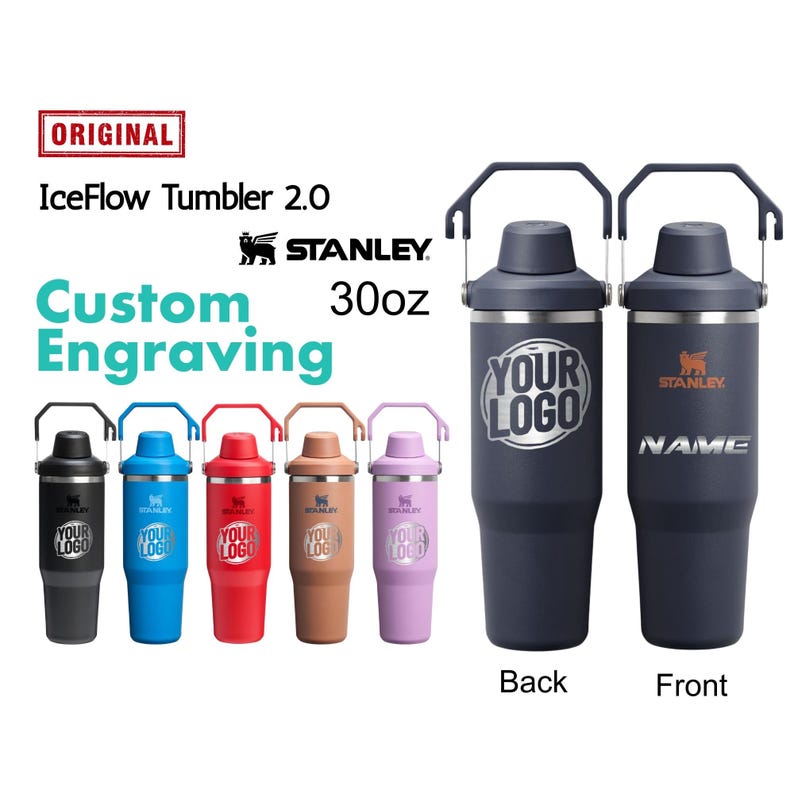 30oz Stanley Ice Flow 2.0 Flip Straw Bottle | Personalized Stainless Steel Tumbler Laser Engraved Travel Cup | Gift for Friend, best for Gym