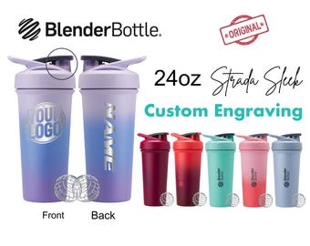 Engrave ANYTHING On Blender Bottle Strada Protein Shaker Cup 24oz Custom Text Name Laser Engraved Logo Personalized Customized Gym Gift