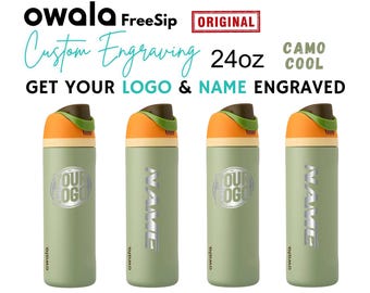 24oz Camo Cool Personalized Owala Water Bottle | Genuine Owala with Laser engraving included Team Gift Custom Personalized Pine Tree Tumbler