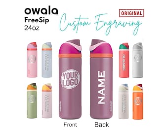 Personalized Owala FreeSip Water Bottle 24 oz, Engraved Insulated Bottle, Custom Stainless Steel, Leak-Proof Hydration Gift for Him or Her