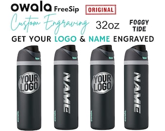 Personalized Owala 32oz Foggy Tide FreeSip Bottle Custom Laser Engraved Water Bottle, Gift for Him or Her, Insulated Stainless Steel Tumbler