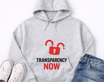Camiseta de protesta Transparencia Ahora, camiseta gráfica con candado roto, sudadera con capucha con declaración política, ropa para activistas de la libertad de expresión