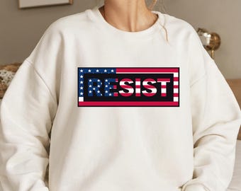 Camiseta con bandera estadounidense de la resistencia, sudadera con capucha de protesta patriótica, camiseta gráfica antifascista, ropa con declaración de activismo político para hombres y mujeres