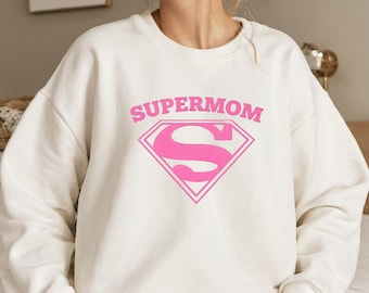 Camiseta de supermamá, sudadera rosa con capucha para mamá superhéroe, camiseta gráfica de mamá fuerte, regalo del Día de la Madre para mamás poderosas