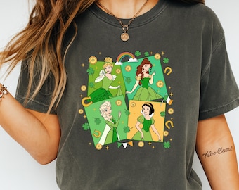 Camiseta de princesa Disney para el Día de San Patricio, camiseta de princesa de la suerte, camiseta del Día de San Patricio de Disney, sudadera con trébol de Disney, camiseta de San Patricio