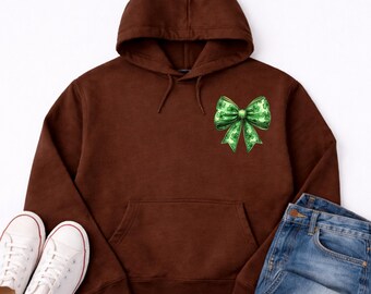Sudadera con capucha y lazo de trébol del Día de San Patricio, sudadera con trébol verde de la suerte