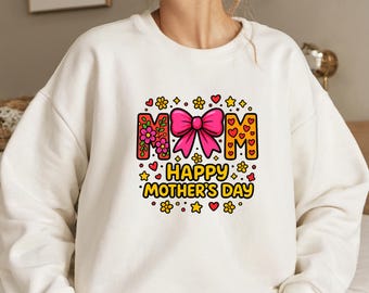Camiseta para mujer, sudadera "La mejor mamá del mundo", regalo moderno para el Día de la Madre, camisa con lazo floral y coqueta para mamá, Wildflowers Mama