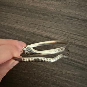 Niello Snake Bracelet – Antique Hallmarked Silver Serpent Bangle (1920s) 2.5in (6.4cm) image 11
