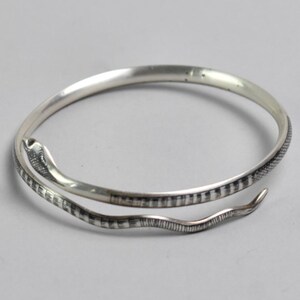 Niello Snake Bracelet – Antique Hallmarked Silver Serpent Bangle (1920s) 2.5in (6.4cm) image 6