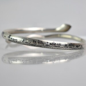 Niello Snake Bracelet – Antique Hallmarked Silver Serpent Bangle (1920s) 2.5in (6.4cm) image 4