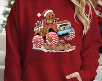 Gingerbread Monster Truck Christmas PNG, Santa Cookie Truck Png, Cute Kids Christmas Shirt Design Digital Download