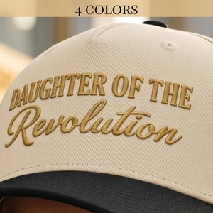 Embroidered Baseball Cap Daughter Revolution Patriotic Hat Gold Puff Embroidery Women Adjustable Snapback 5 Panel Structured Cotton Blend