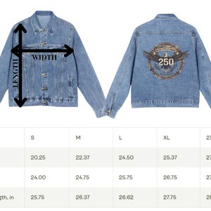 Usa Denim Jacket Men and Women Unisex Fit Jean Outerwear Back Print Eagle Design Bald Bird American Apparel Anniversary 250th Birthday image 19