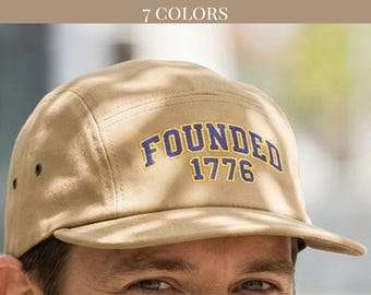 Geborduurde pet 1776: blauwgoud patriottisch ontwerp - katoenmix, verstelbare riem, vrijetijdskleding