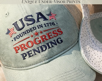 USA Founded 1776 Adjustable Cap Under: Patriotic Womens Baseball Hat, Embroidered Detail | Cotton Twill, Breathable Mesh, Snapback Closure